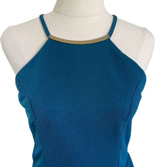 GLAMOROUS Sz S Aqua mini party dress with metal neckline detailing - Picture 2 of 8